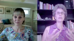 Alana Stevenson, cat behaviorist, and Dr. Sally Foote, veterinarian discussing low-stress gentle cat handling techniques