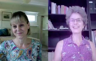 Alana Stevenson and Dr. Sally Foote discussing low-stress feline handling