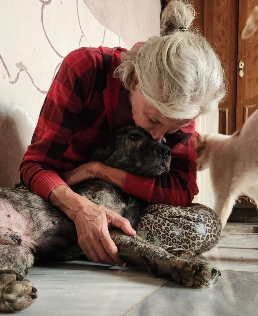 Reem Lajin and Ash, rescue dog from Syria